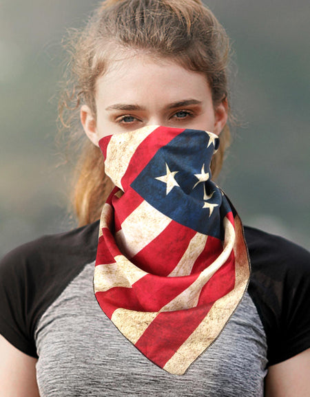 BDN-US01  American Bling US Flag Design Print Bandana - Assorted Colors (12 PCS)