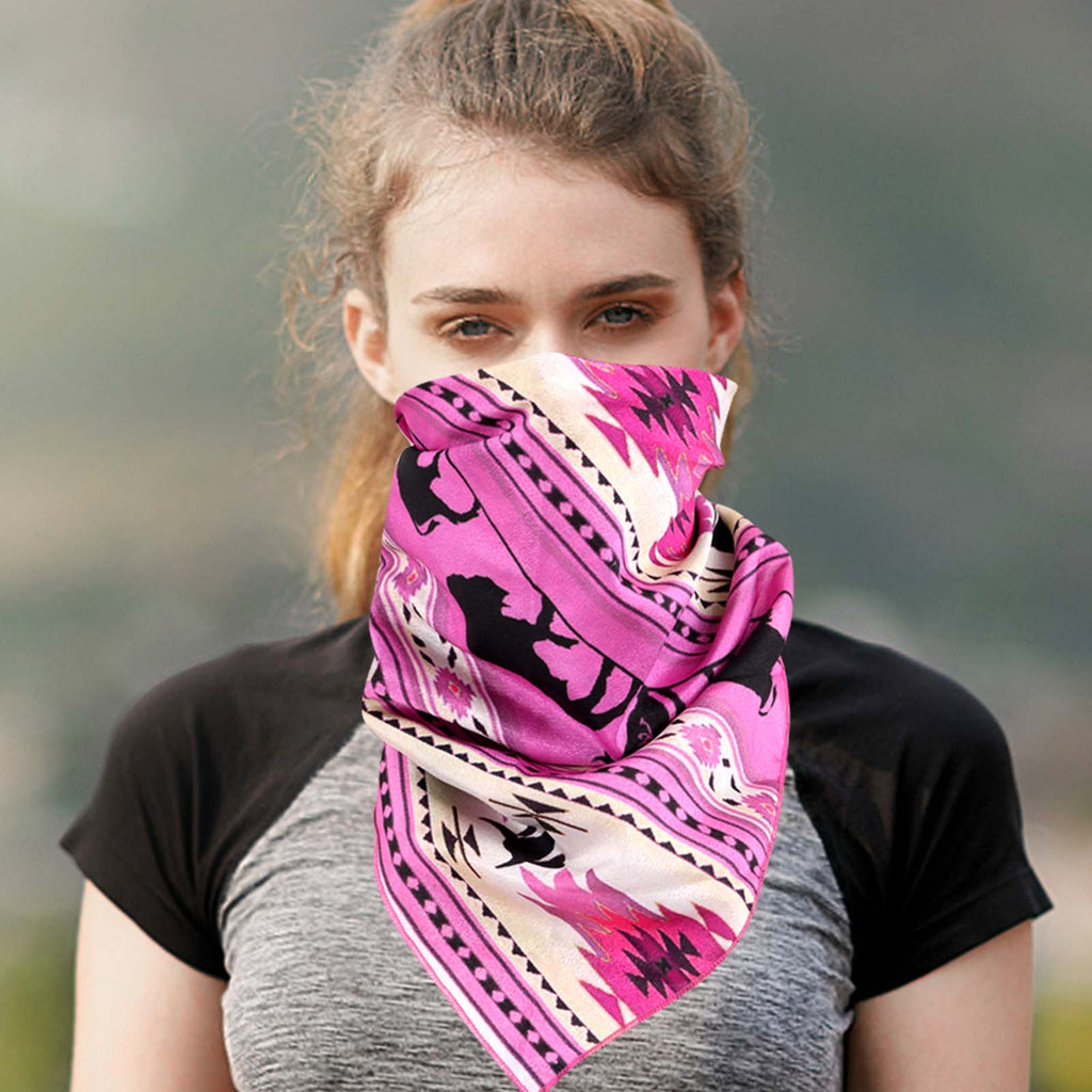 BDN01  American Bling Native Pattern Buffalo Print Bandana - Assorted Colors (12 PCS)