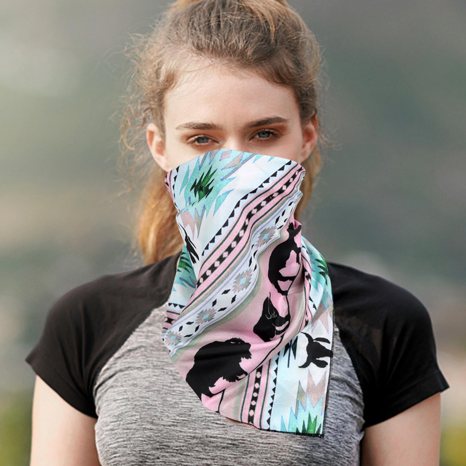 BDN01  American Bling Native Pattern Buffalo Print Bandana - Assorted Colors (12 PCS)