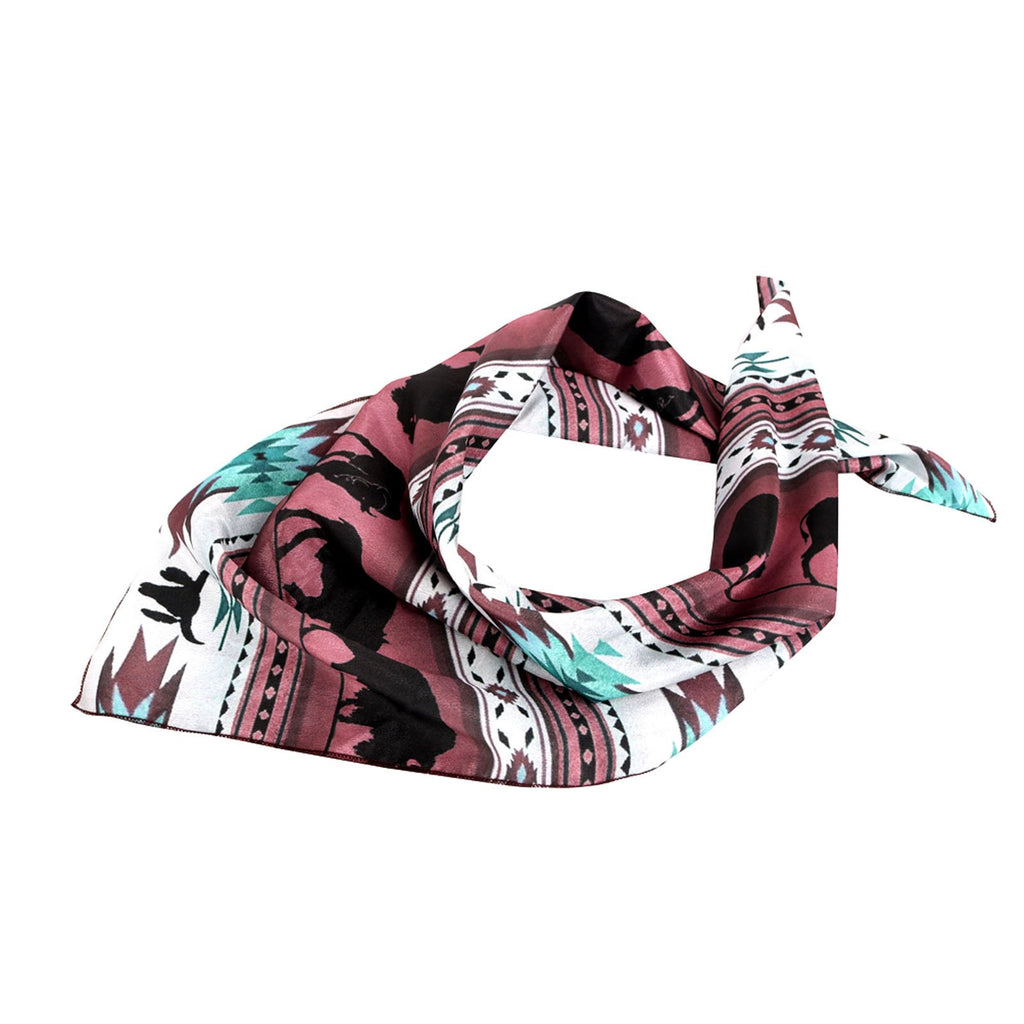 BDN01  American Bling Native Pattern Buffalo Print Bandana - Assorted Colors (12 PCS)