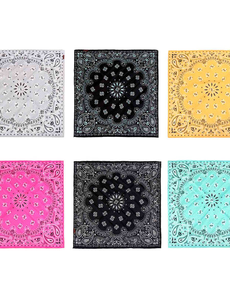 BDN05  American Bling Paisley Mandala Print Bandana- Assorted Colors (12 PCS)