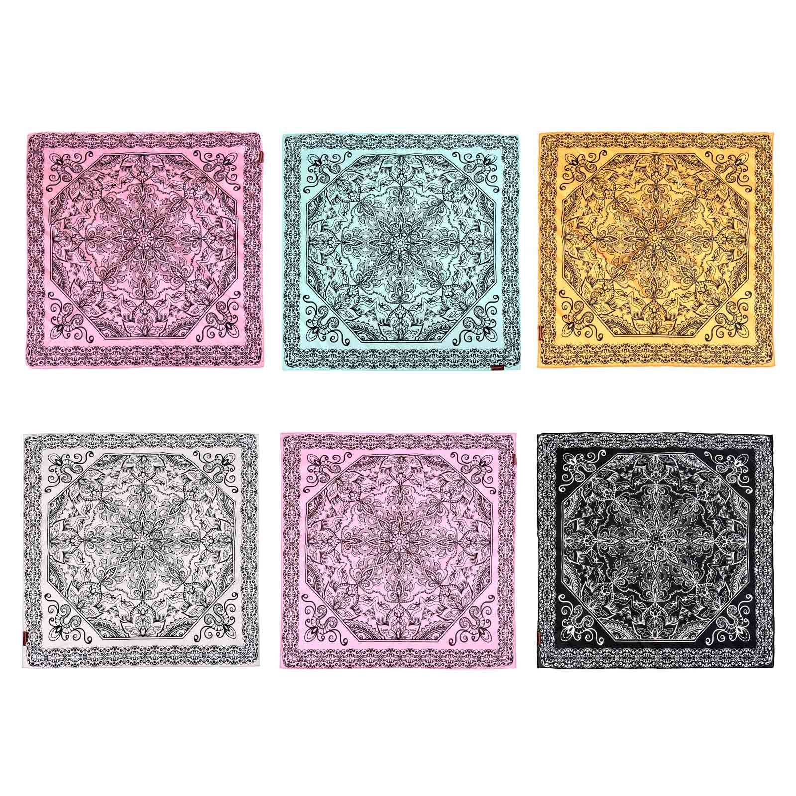 BDN06  American Bling Floral Mandala Print Bandana- Assorted Colors (12 PCS)