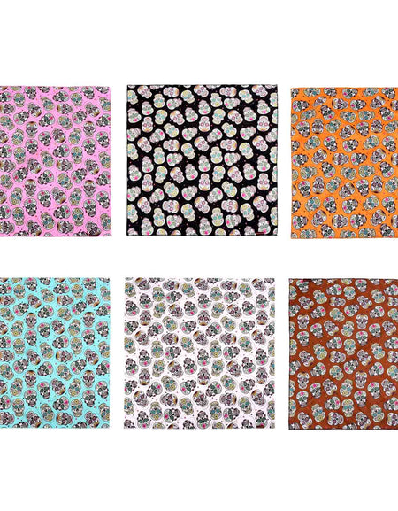 BDN09  American Bling Sugar Skull Print Bandana- Assorted Colors (12 PCS)