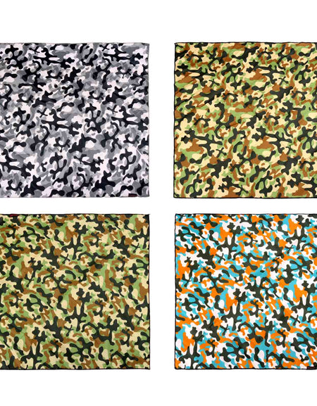 BDN12  American Bling Camo Print Bandana - Assorted Colors (12 PCS)