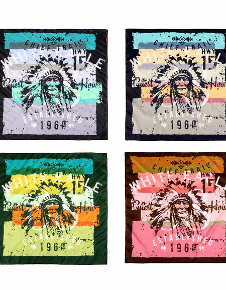 BDN13  American Bling Indian Chief Print Bandana - Assorted Colors (12 PCS)