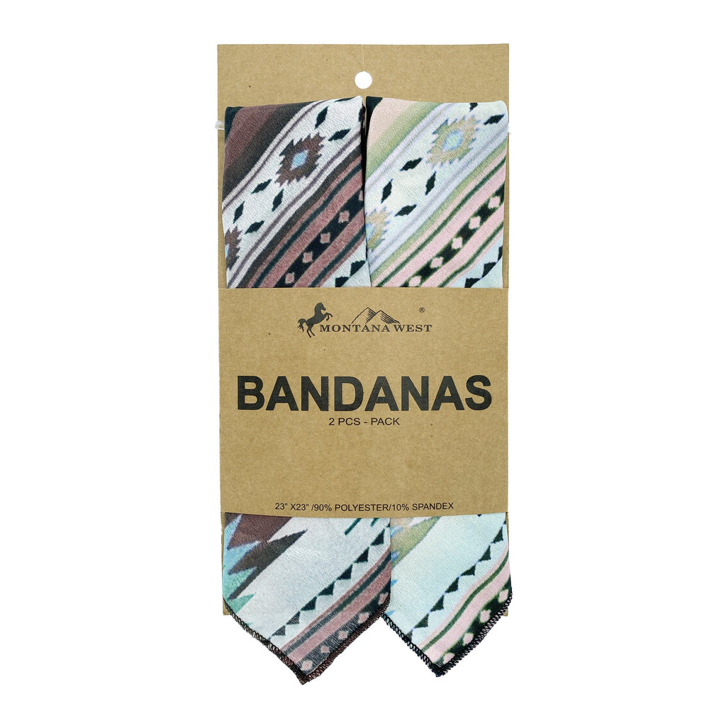 BDN01  American Bling Native Pattern Buffalo Print Bandana - Assorted Colors (12 PCS)
