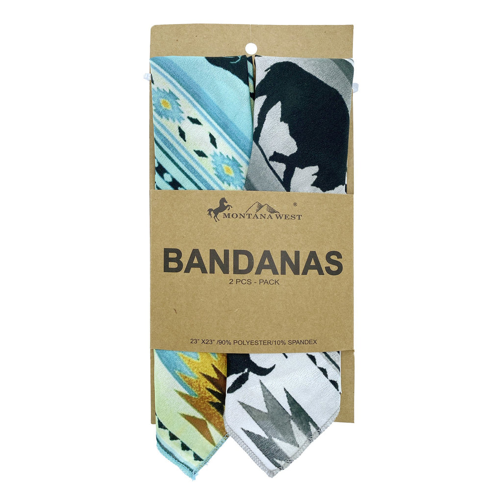 BDN01  American Bling Native Pattern Buffalo Print Bandana - Assorted Colors (12 PCS)