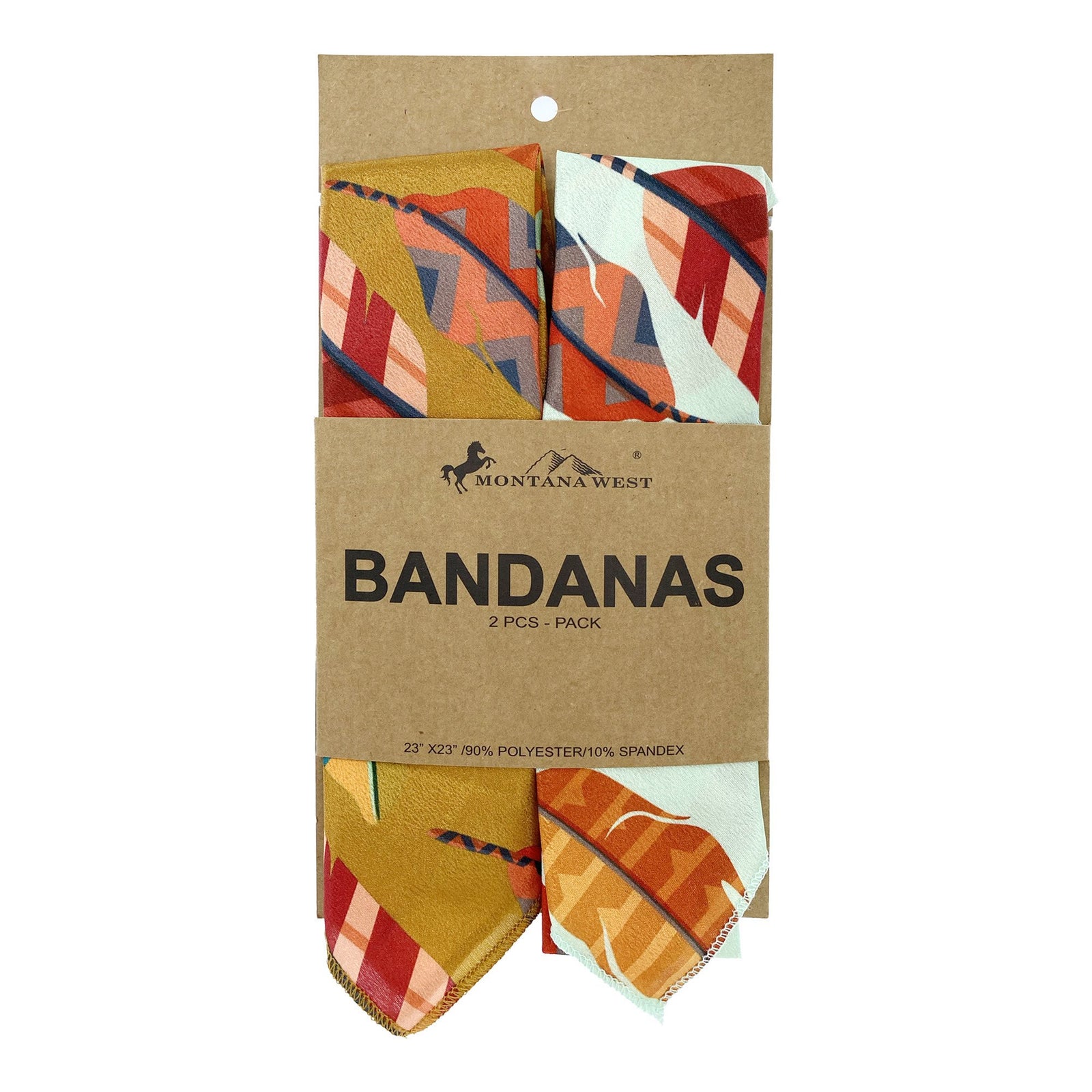 BDN04  American Bling Feather Pattern Print Bandana- Assorted Colors (12 PCS)