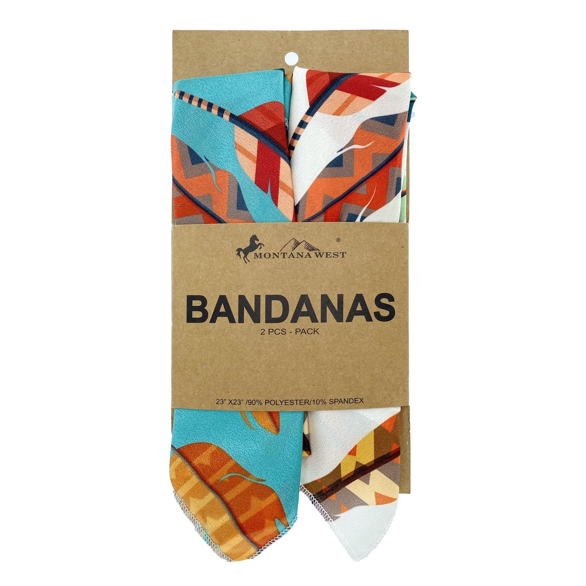 BDN04  American Bling Feather Pattern Print Bandana- Assorted Colors (12 PCS)