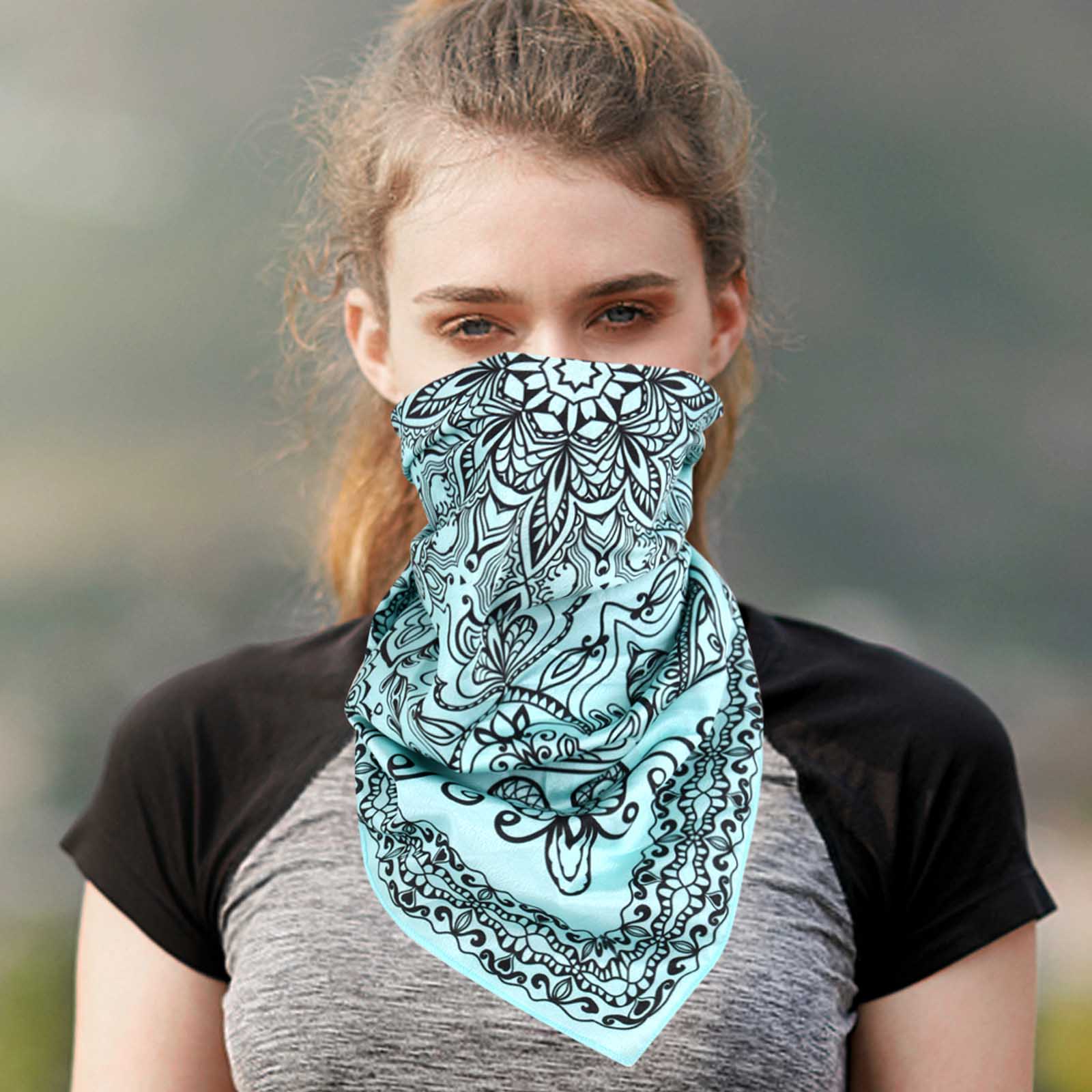 BDN06  American Bling Floral Mandala Print Bandana- Assorted Colors (12 PCS)