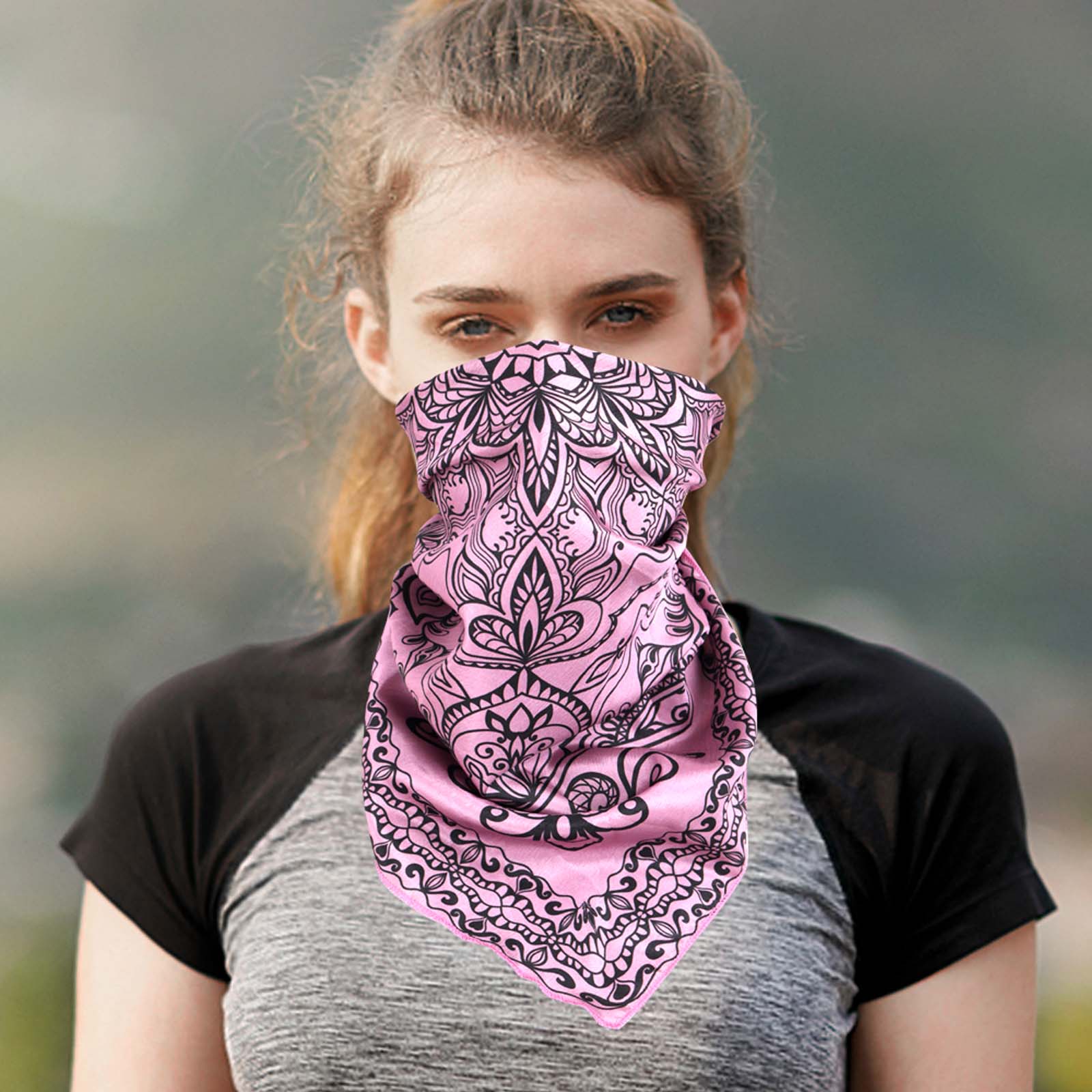BDN06  American Bling Floral Mandala Print Bandana- Assorted Colors (12 PCS)