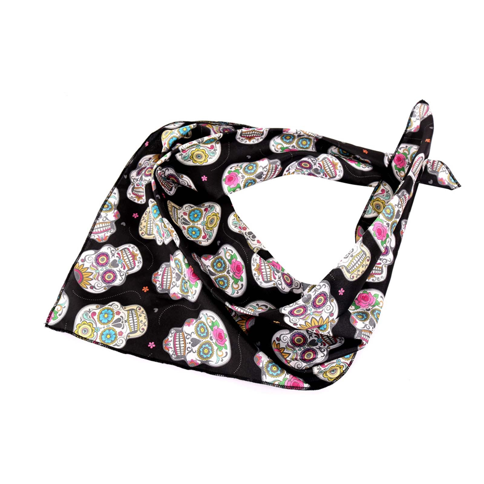 BDN09  American Bling Sugar Skull Print Bandana- Assorted Colors (12 PCS)