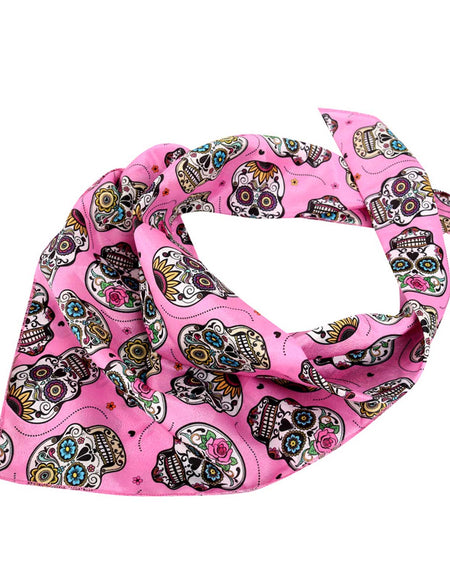 BDN09  American Bling Sugar Skull Print Bandana- Assorted Colors (12 PCS)