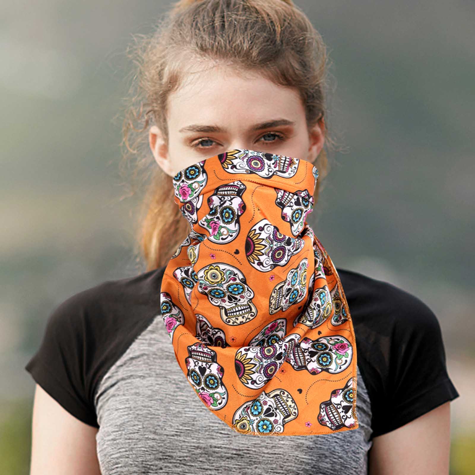 BDN09  American Bling Sugar Skull Print Bandana- Assorted Colors (12 PCS)