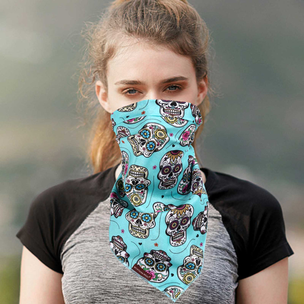 BDN09  American Bling Sugar Skull Print Bandana- Assorted Colors (12 PCS)