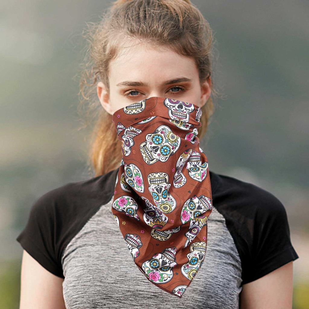 BDN09  American Bling Sugar Skull Print Bandana- Assorted Colors (12 PCS)