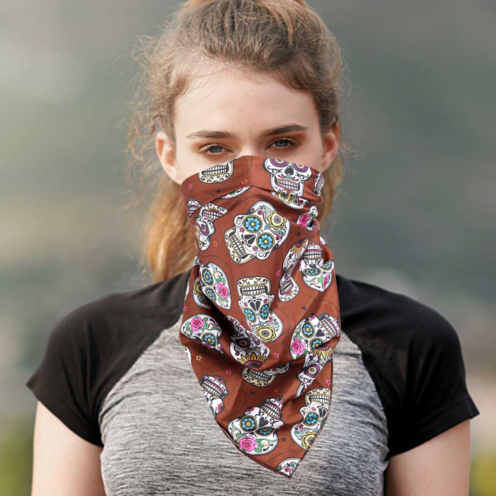 BDN09  American Bling Sugar Skull Print Bandana- Assorted Colors (12 PCS)