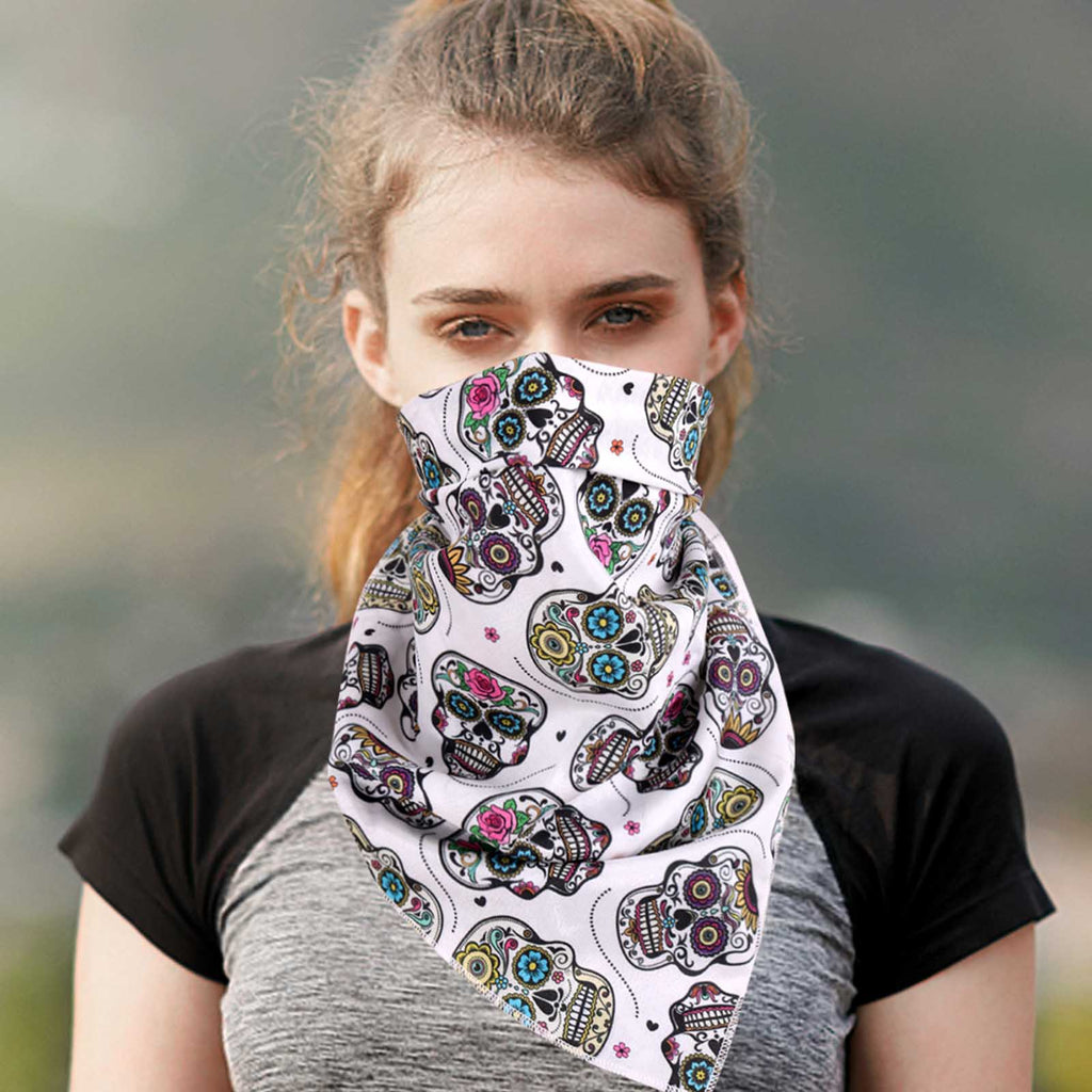 BDN09  American Bling Sugar Skull Print Bandana- Assorted Colors (12 PCS)