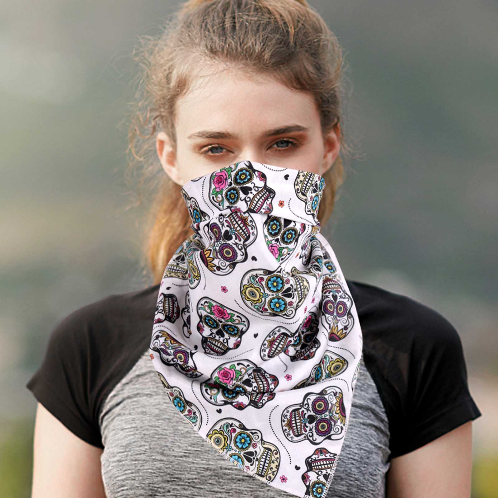 BDN09  American Bling Sugar Skull Print Bandana- Assorted Colors (12 PCS)