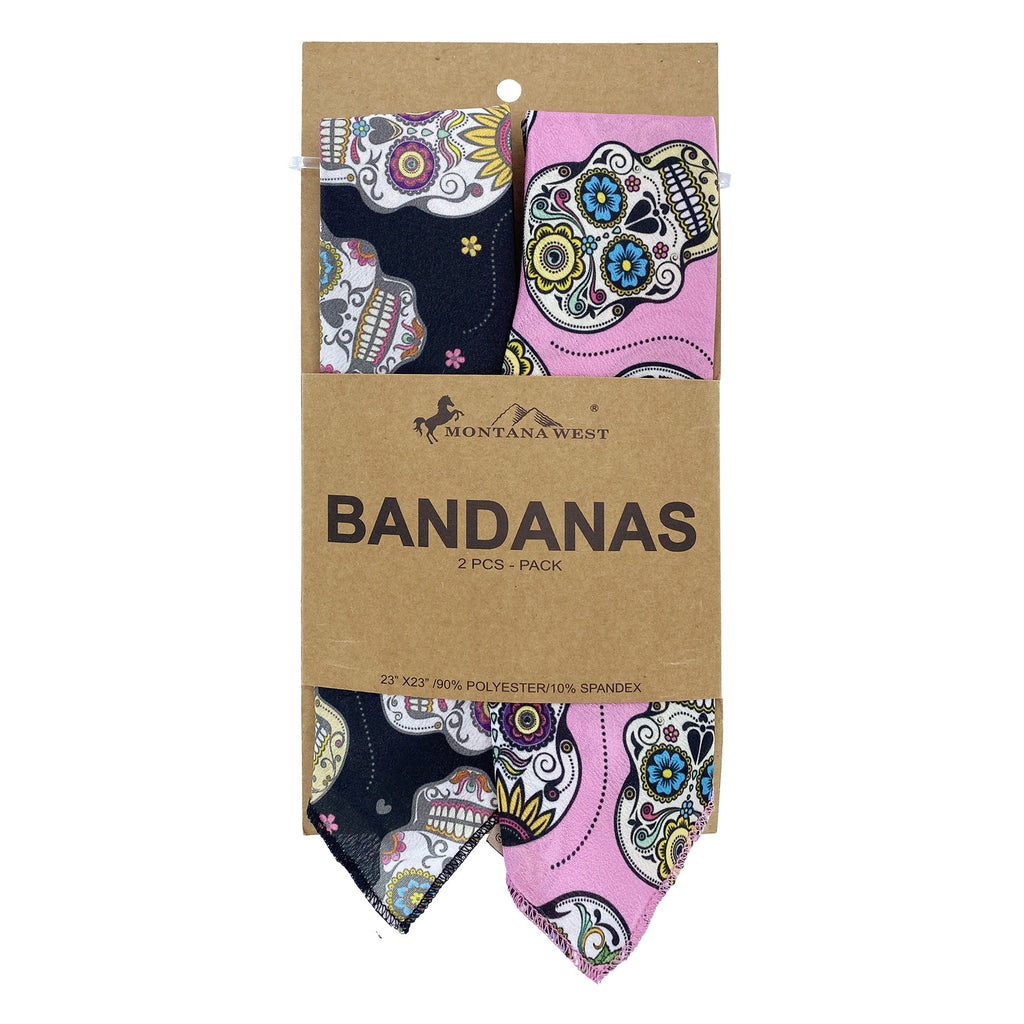 BDN09  American Bling Sugar Skull Print Bandana- Assorted Colors (12 PCS)