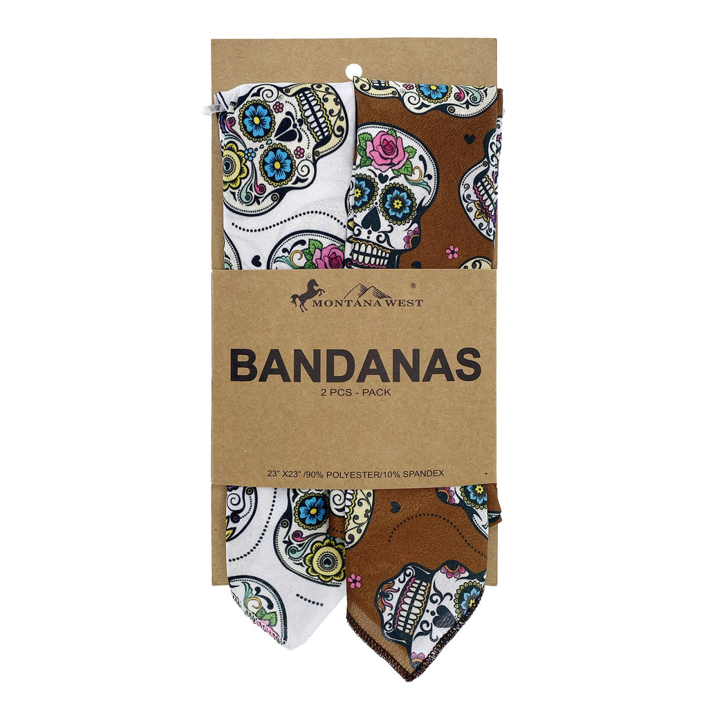 BDN09  American Bling Sugar Skull Print Bandana- Assorted Colors (12 PCS)
