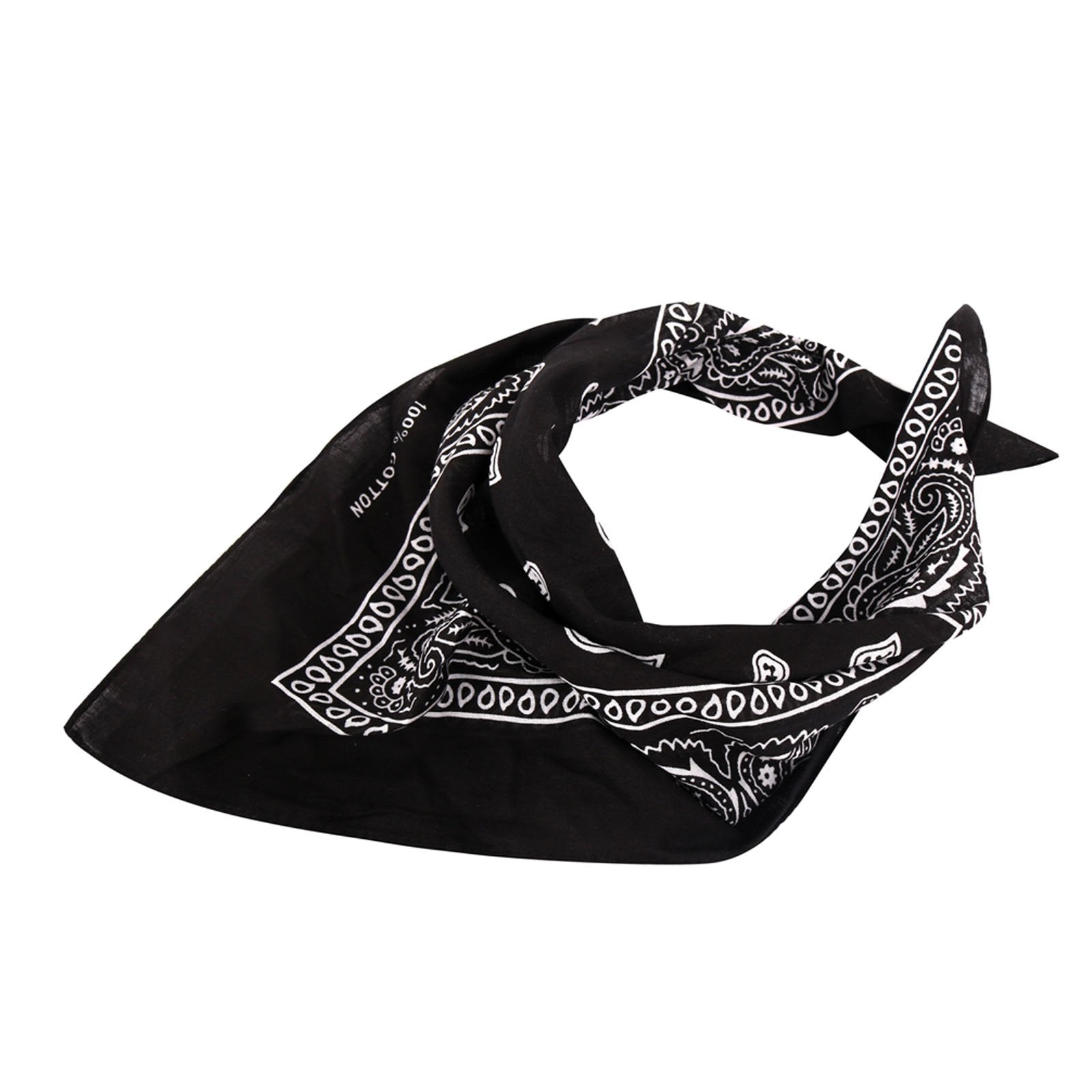 BDN14-01  American Bling  Bandana Paisley Print - Black & White (12 PCS)