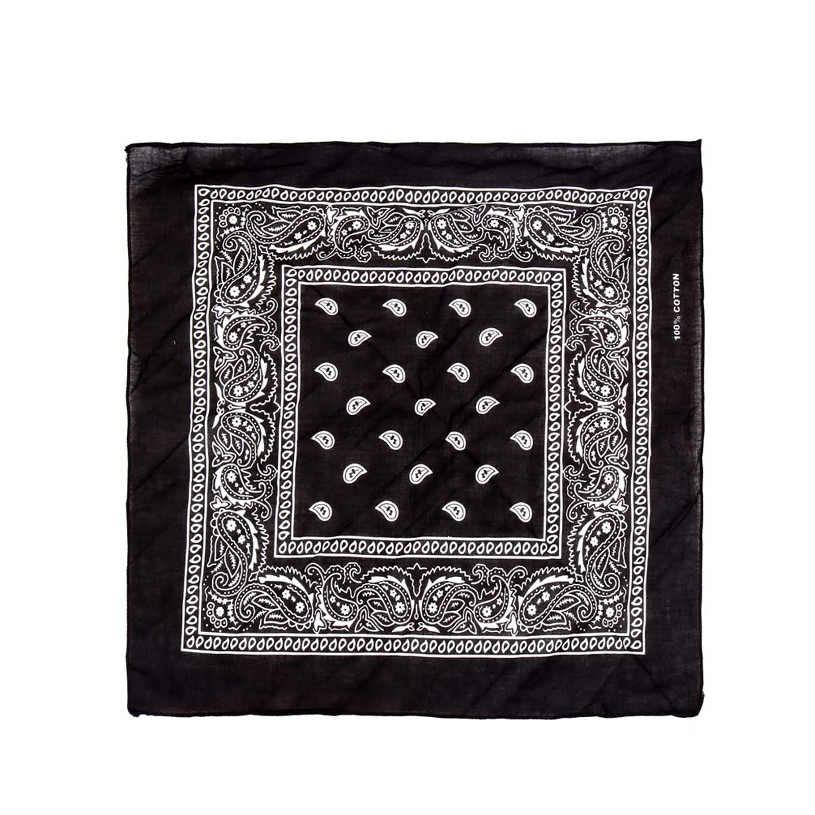 BDN14-01  American Bling  Bandana Paisley Print - Black & White (12 PCS)