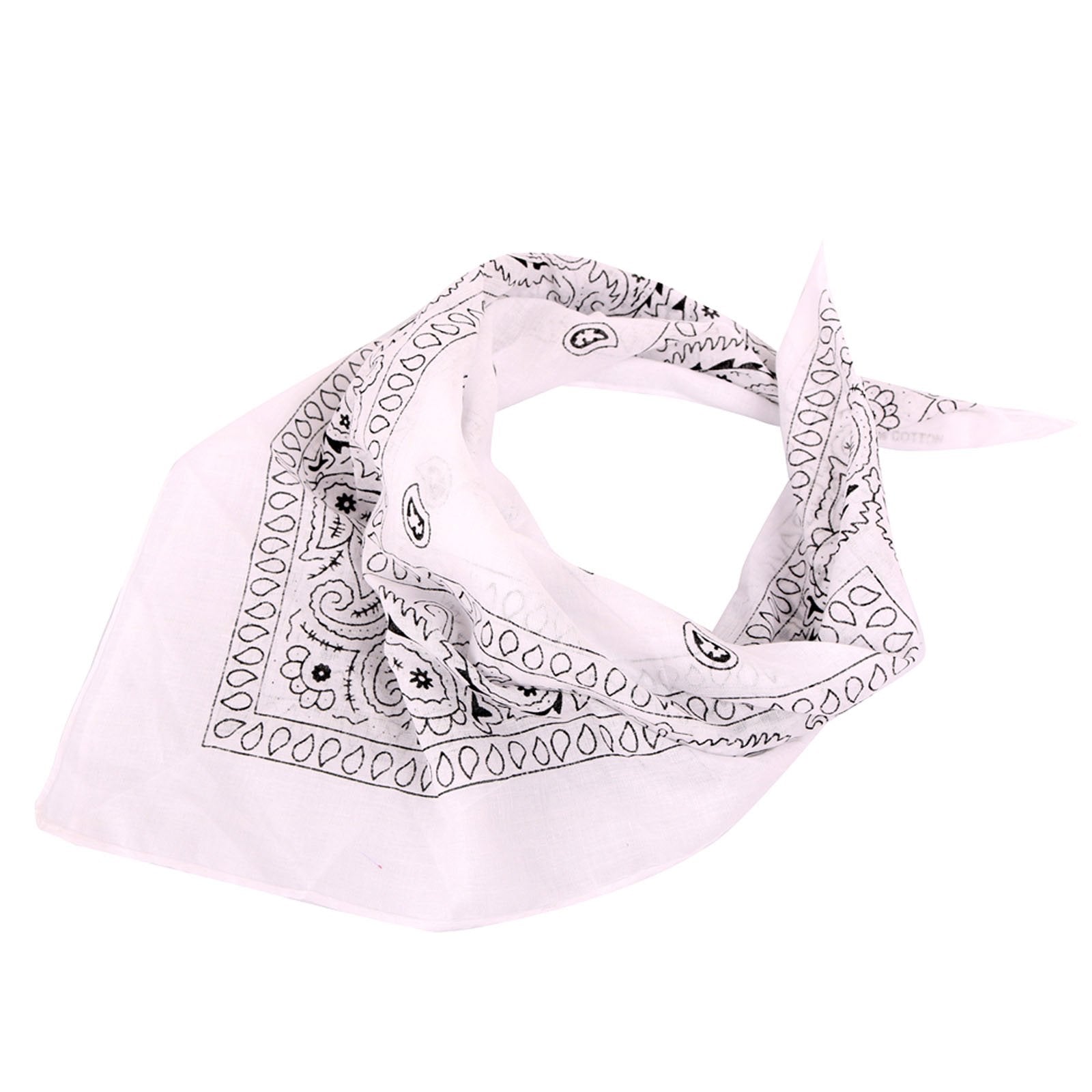 BDN14-01  American Bling  Bandana Paisley Print - Black & White (12 PCS)