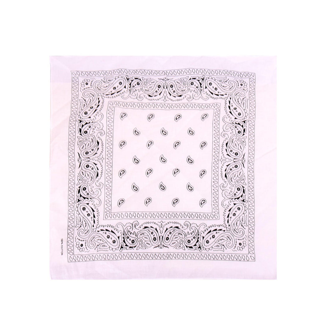 BDN14-01  American Bling  Bandana Paisley Print - Black & White (12 PCS)