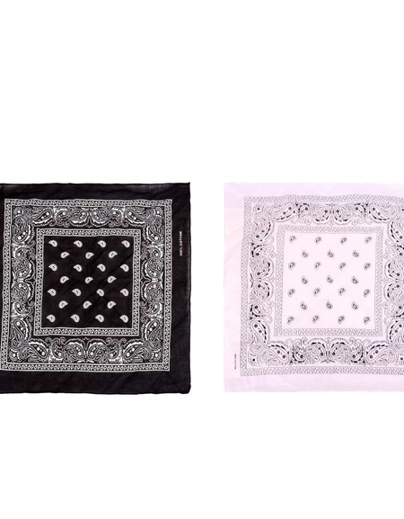BDN14-01  American Bling  Bandana Paisley Print - Black & White (12 PCS)