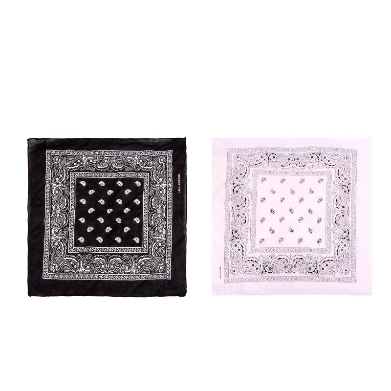 BDN14-01  American Bling  Bandana Paisley Print - Black & White (12 PCS)