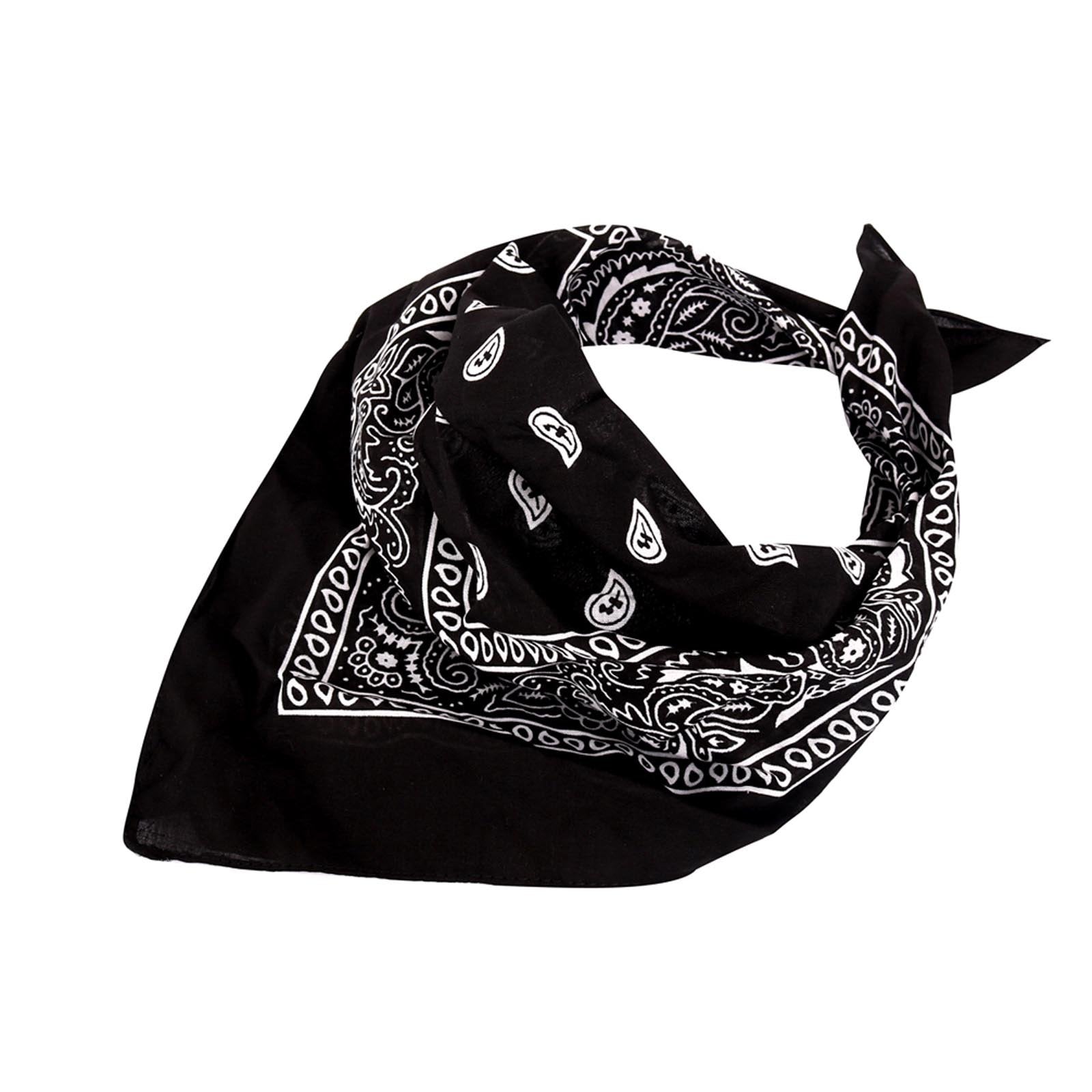 2 PCS Bandanas for Women Men, Multi-Purpose Scarf with Western Print Bandana Headband Scarf Headwear- Black & Red