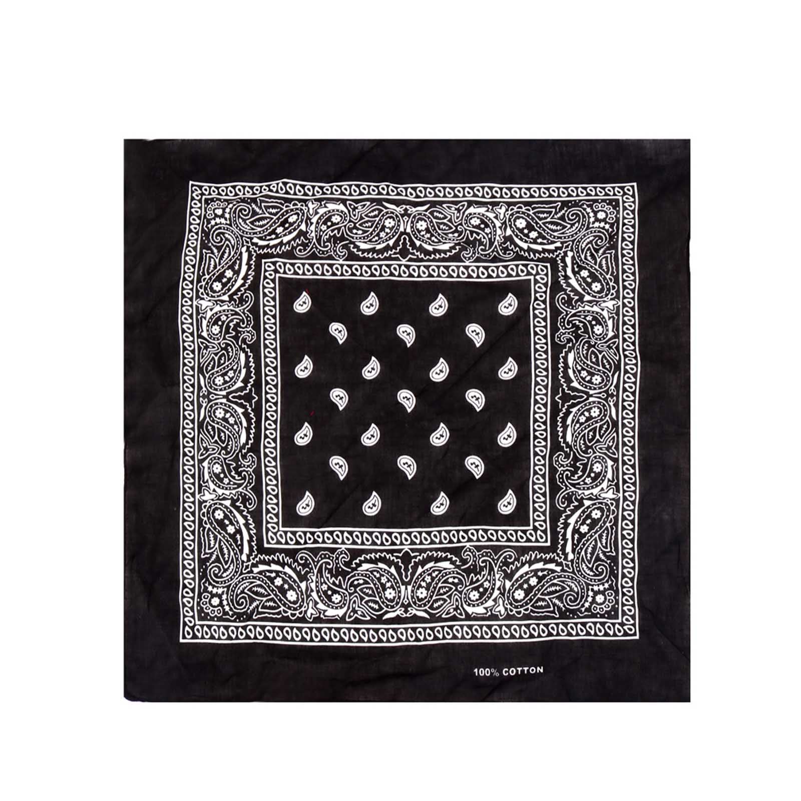 2 PCS Bandanas for Women Men, Multi-Purpose Scarf with Western Print Bandana Headband Scarf Headwear- Black & White