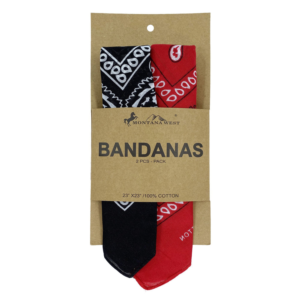 BDN14-02  American Bling  Bandana Paisley Print - Black & Red (12 PCS)