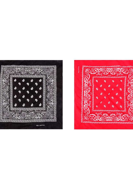2 PCS Bandanas for Women Men, Multi-Purpose Scarf with Western Print Bandana Headband Scarf Headwear- Black & Red