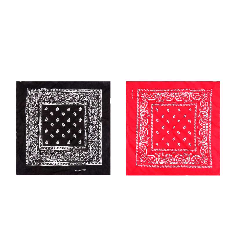 2 PCS Bandanas for Women Men, Multi-Purpose Scarf with Western Print Bandana Headband Scarf Headwear- Black & Red