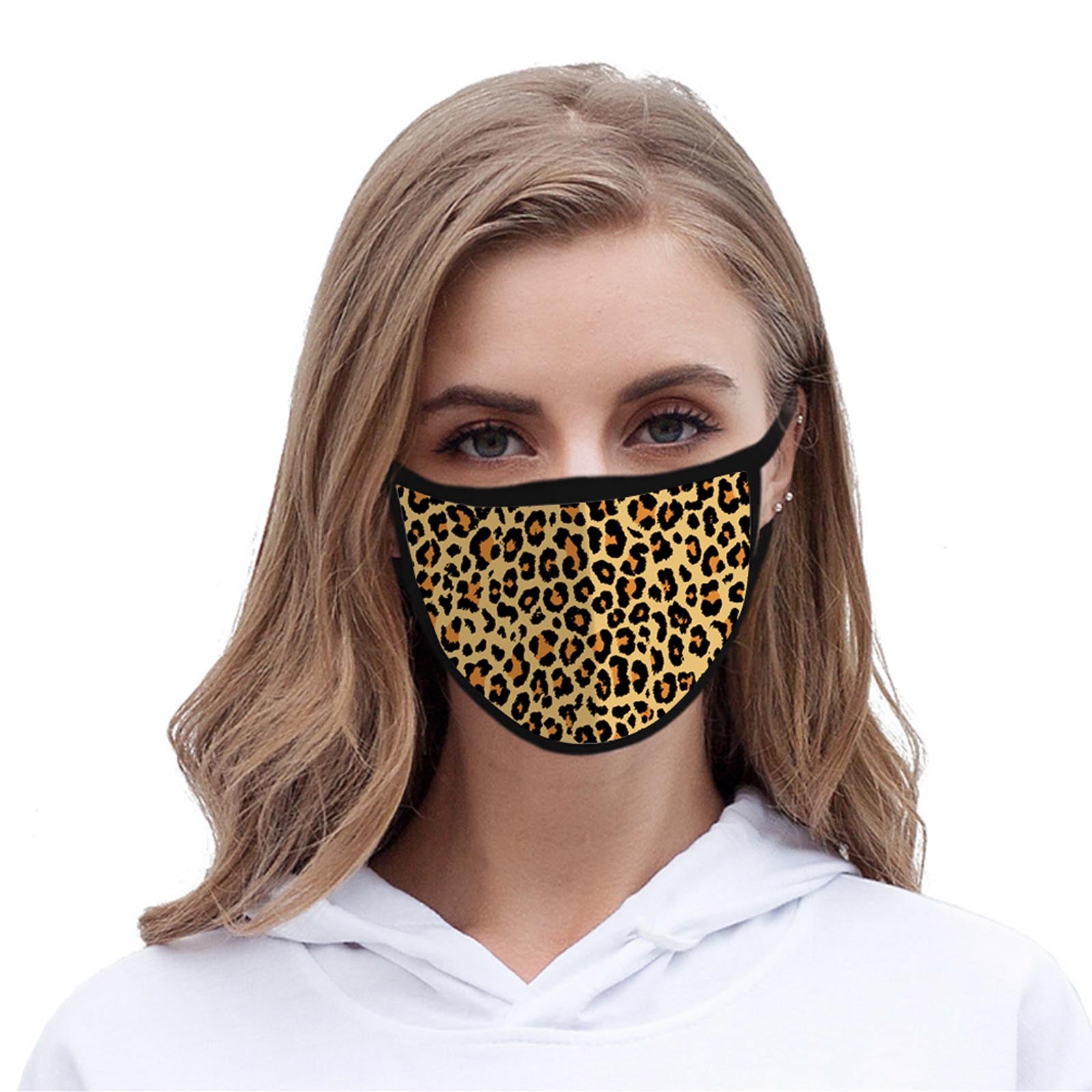 FCM-002 Leopard Print Fabric Face Mask Double Layer Set of 2