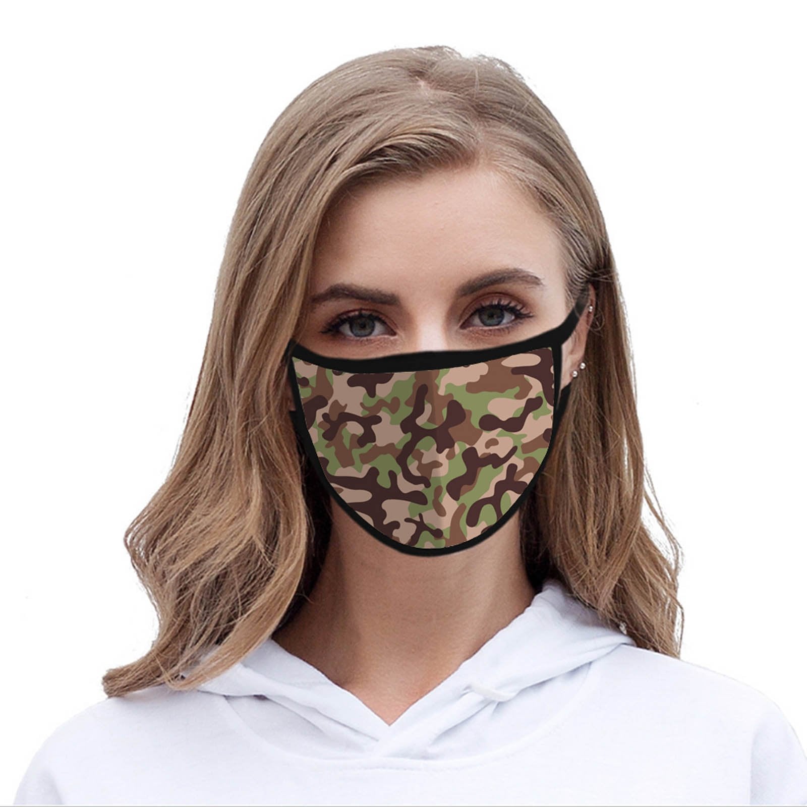 FCM-003 Camo Print Fabric Face Mask Double Layer Set of 2