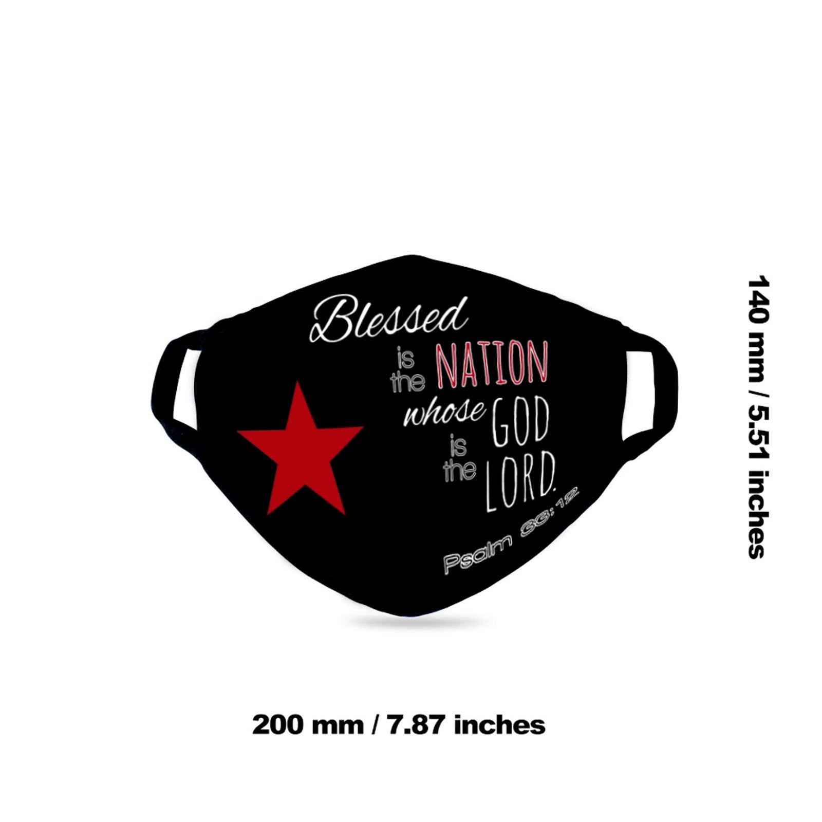 FCM-004  American Bling "Blessed is the Nation Whose God is the Lord "Fabric Face Mask Double Layer Set of 2