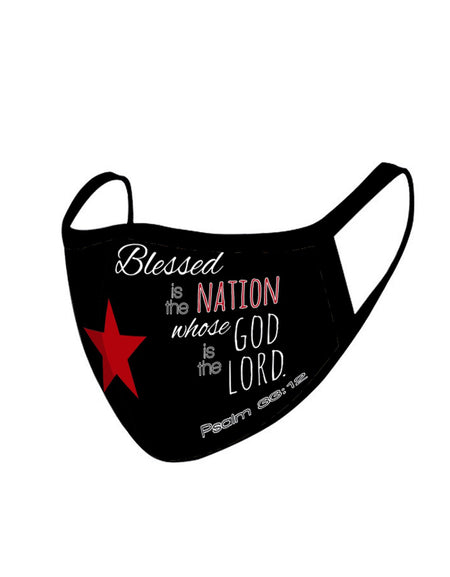 FCM-004  American Bling "Blessed is the Nation Whose God is the Lord "Fabric Face Mask Double Layer Set of 2