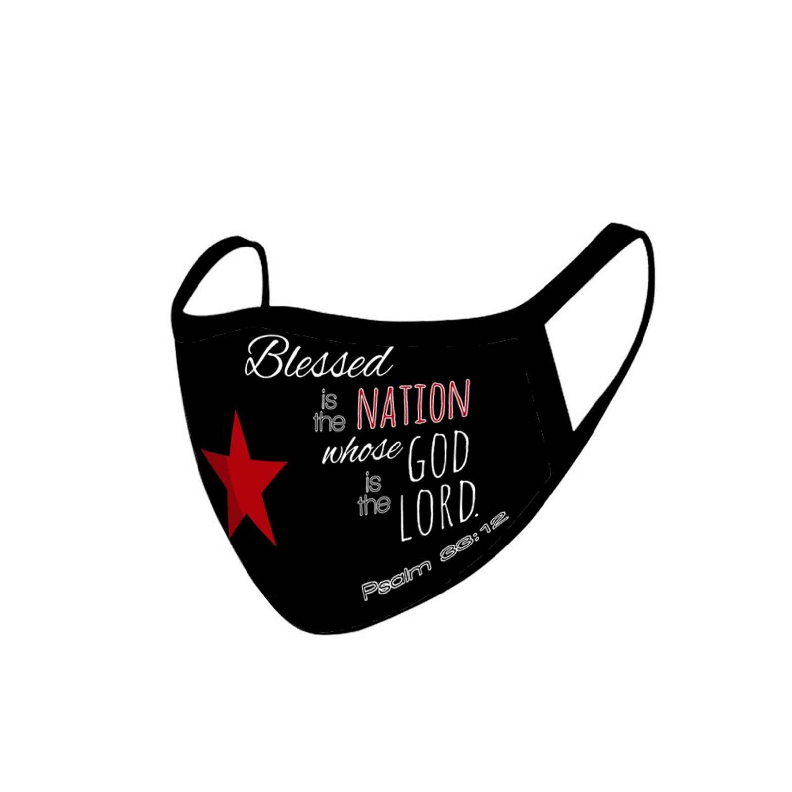 FCM-004  American Bling "Blessed is the Nation Whose God is the Lord "Fabric Face Mask Double Layer Set of 2