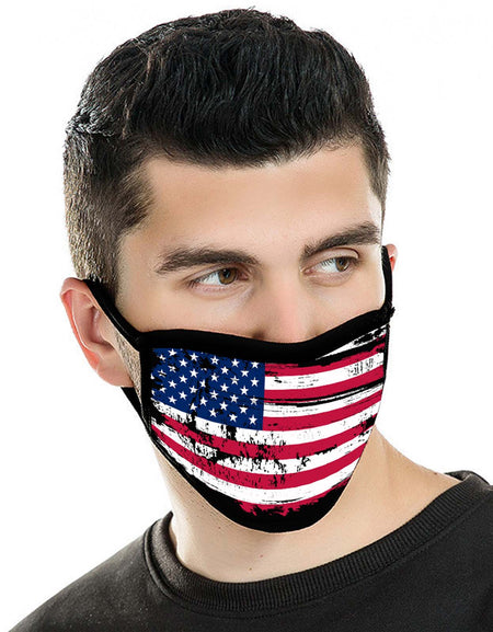 FCM-017 American Bling US Flag Fabric Face Mask Double Layer 1PCs