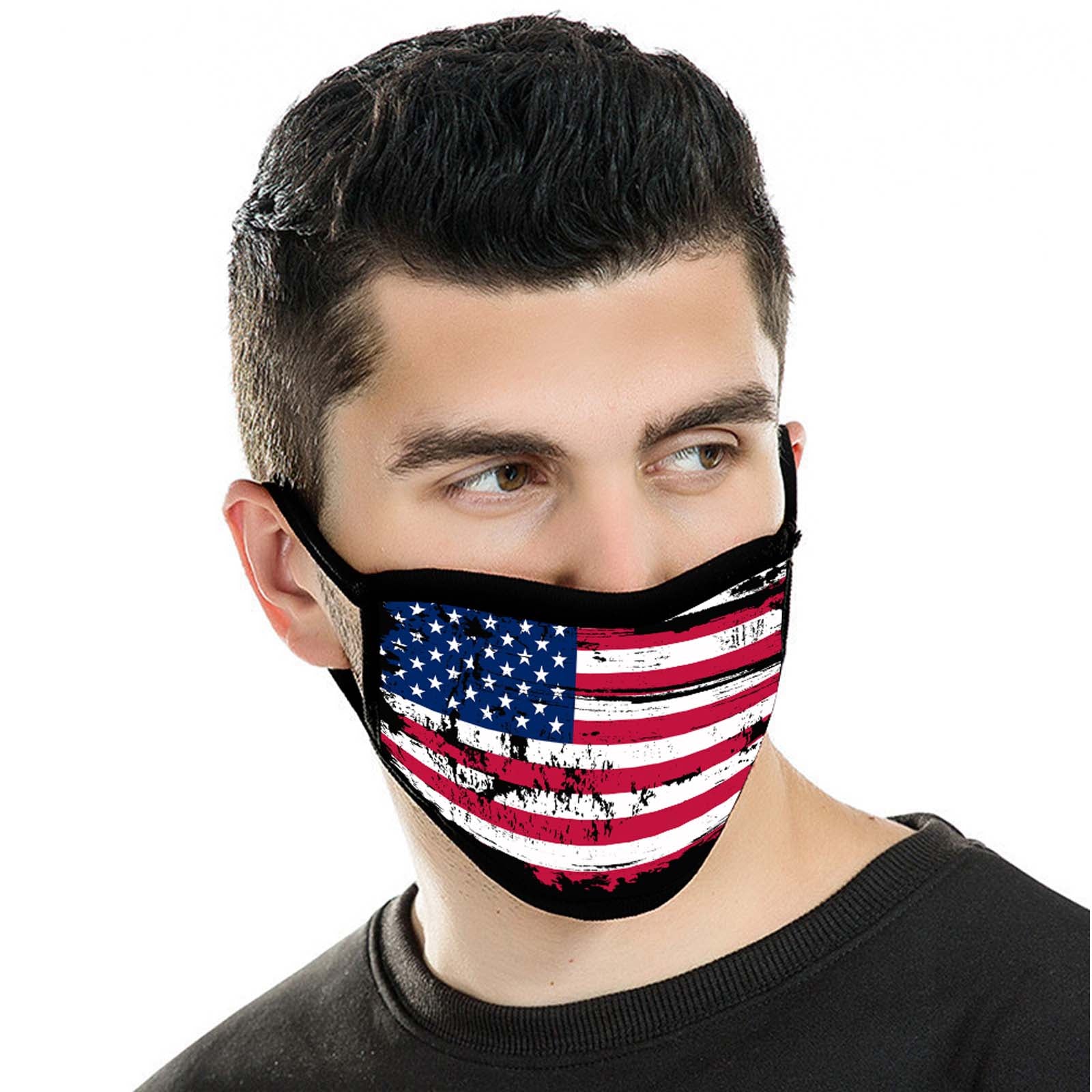 FCM-017 American Bling US Flag Fabric Face Mask Double Layer 1PCs