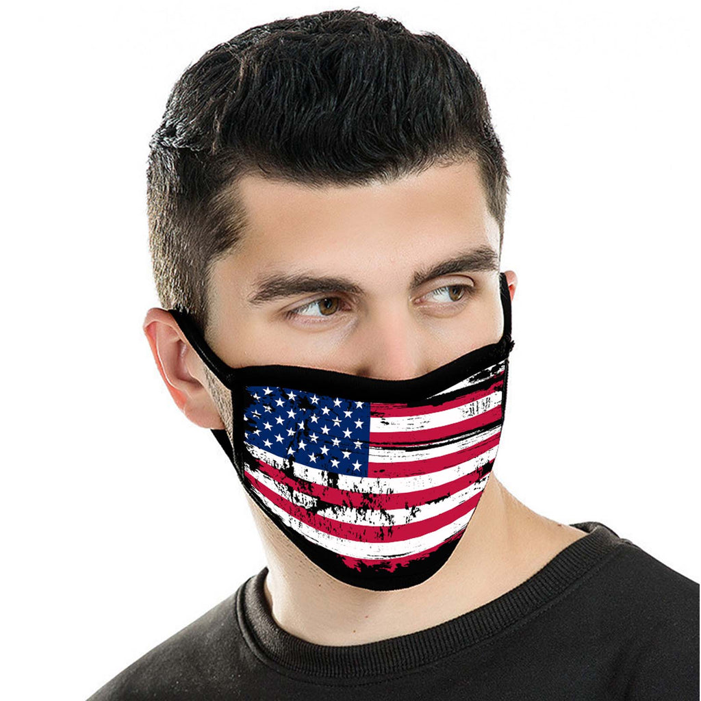 SFCM-017 American Bling Single Piece Pack US Flag Fabric Face Mask Double Layer 1PCs