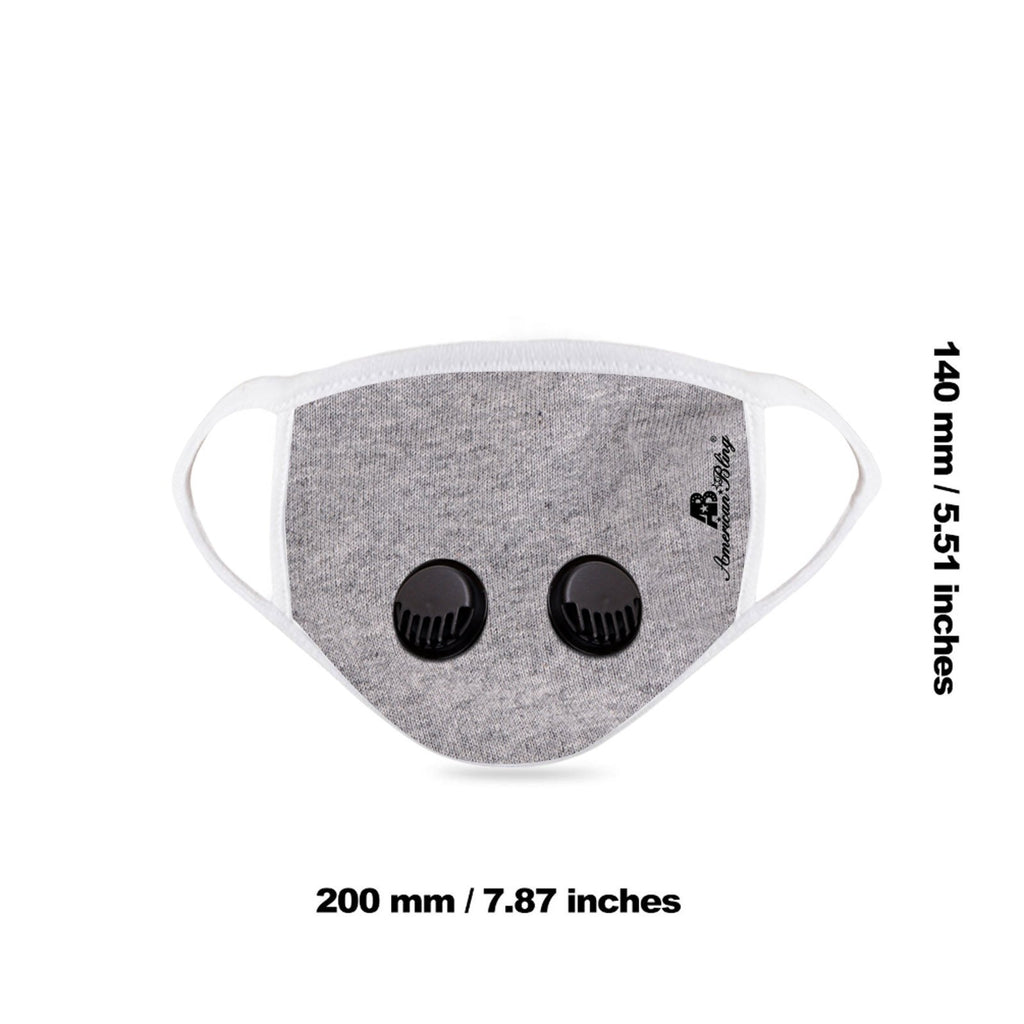 FCM-039DR American Bling Double Breathing Valve Fabric Face Mask Double Layer with Adjustable Nose Clip 1PC Pack