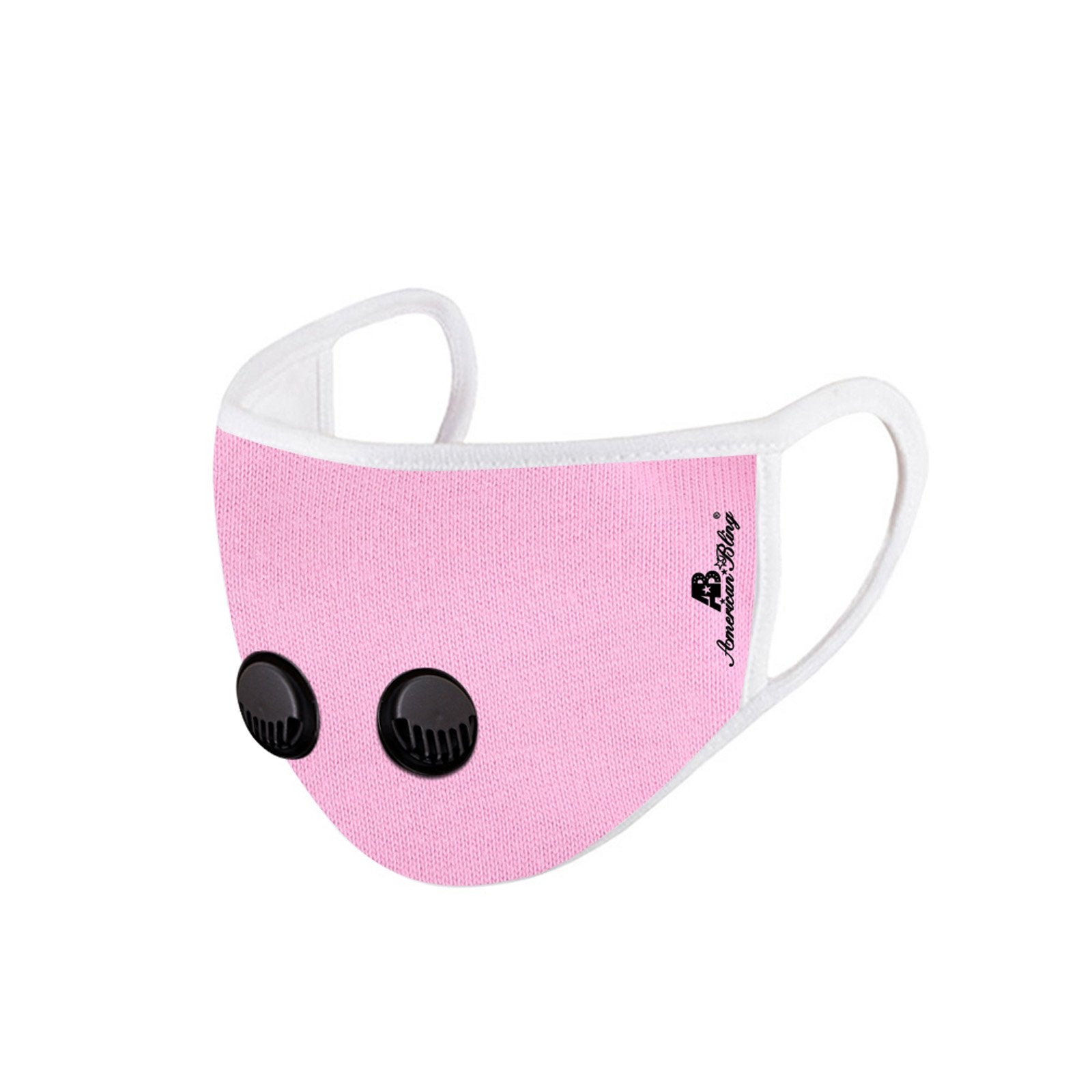 FCM-039DR American Bling Double Breathing Valve Fabric Face Mask Double Layer with Adjustable Nose Clip 1PC Pack