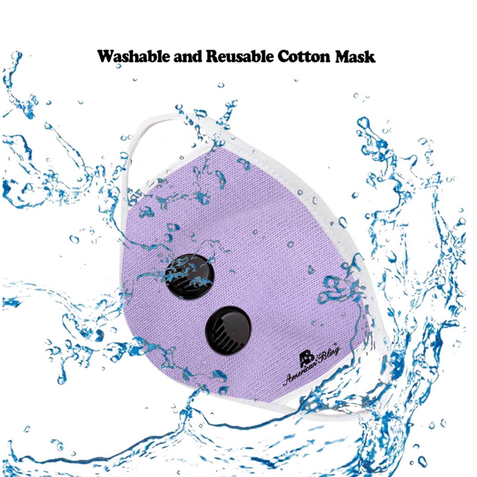 FCM-039DR American Bling Double Breathing Valve Fabric Face Mask Double Layer with Adjustable Nose Clip 1PC Pack