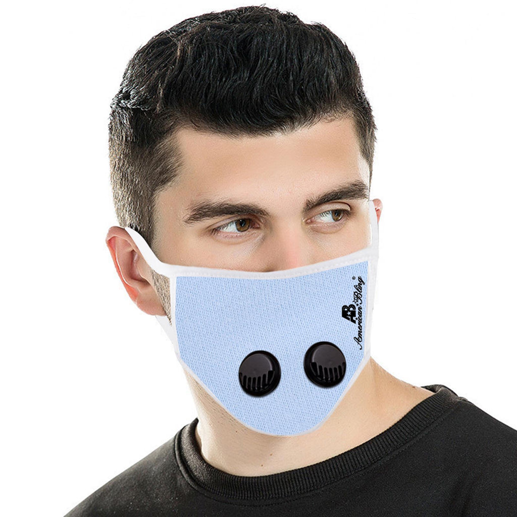 FCM-039DR American Bling Double Breathing Valve Fabric Face Mask Double Layer with Adjustable Nose Clip 1PC Pack