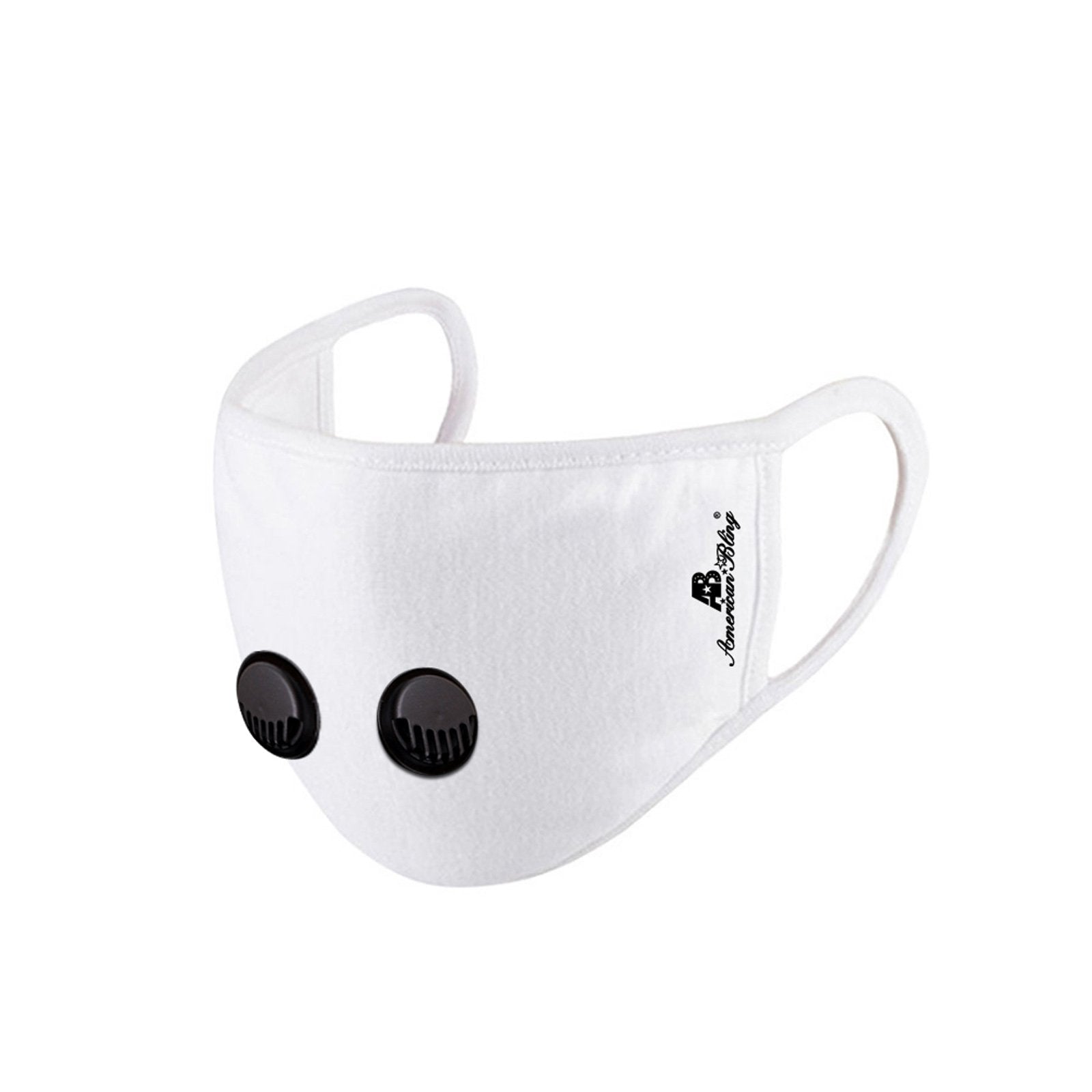 FCM-039DR American Bling Double Breathing Valve Fabric Face Mask Double Layer with Adjustable Nose Clip 1PC Pack