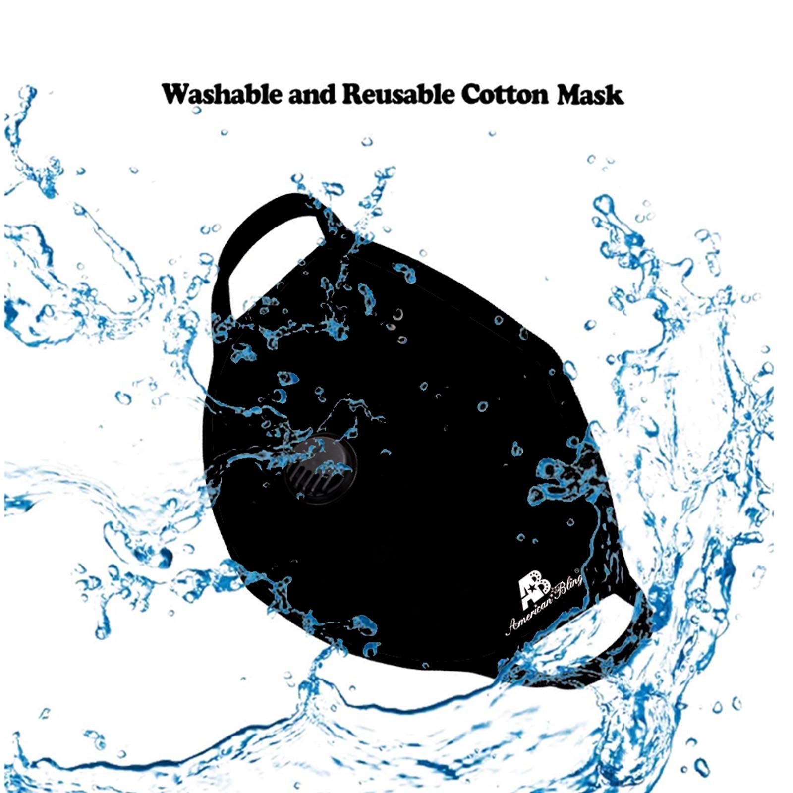 FCM-039R American Bling Single Breathing Valve Fabric Face Mask Double Layer with Adjustable Nose Clip 1PC Pack